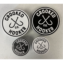 Load image into Gallery viewer, Crooked Hooker Vinyl Sticker – 5" Circle, Black