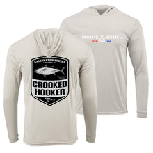 Load image into Gallery viewer, Cow Town USA Tuna Badge Long Sleeve Hooded UV Protection Shirt
