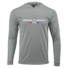 Load image into Gallery viewer, Cow Town USA Tuna Badge Long Sleeve Hooded UV Protection Shirt
