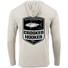 Load image into Gallery viewer, Cow Town USA Tuna Badge Long Sleeve Hooded UV Protection Shirt
